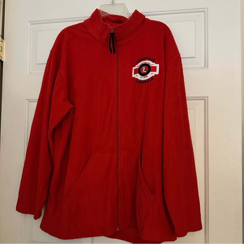 Vintage Louisville Cardinals Lightweight Zip Up Sweatshirt Jacket Size XXL 2XL